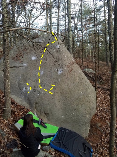 The left side of the black diamond boulder. This is butter fingers