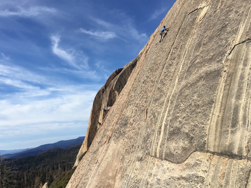 Munter Bitch 5.8*** at Doggy Dome, Shuteye Ridge. New route, just right of Living Water. 7 bolts and #3 cam. Chain anchors. FA Jeremy Ross/Tom Slater 11-25-17. 100' of sustained edging.