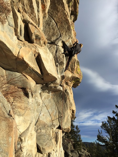 Throwing a big, left cross out of the undercling crux.