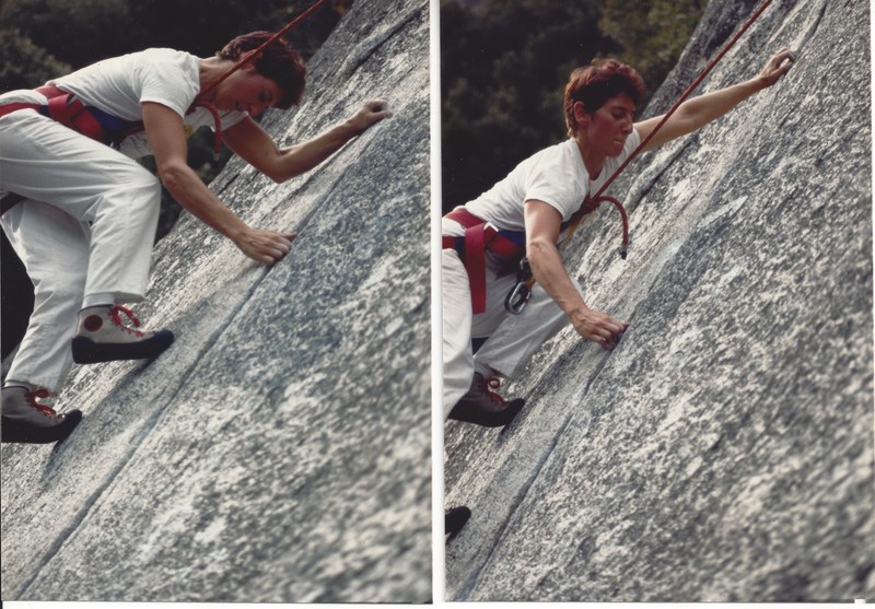 1986 attire: white painters pants and webbing harness.