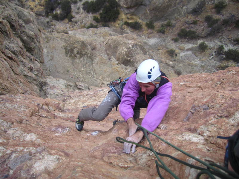Alan Watts on the first pitch of Jim Climbing.