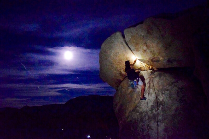 Night climb with the moon