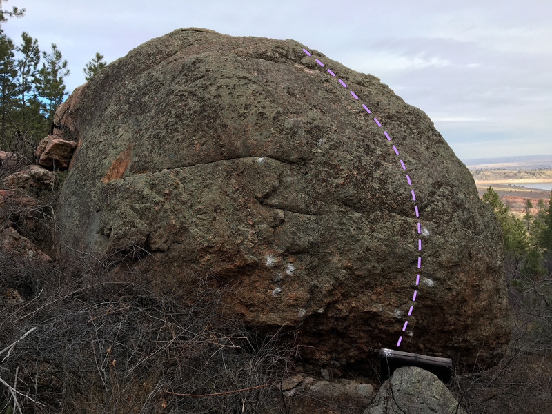 The backside of the Rhino Boulder.
<br>
<br>
Purple: When Nature Calls, V2.
