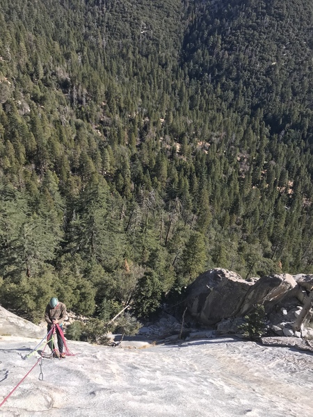 Robert Gusich. Serpentine. 5.9. 12-2-17.
<br>
Belaying the third pitch.