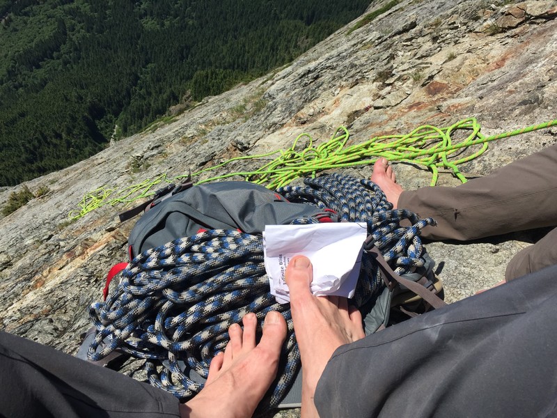 Looking down Infinite Bliss with sore feet. Pitch 16.