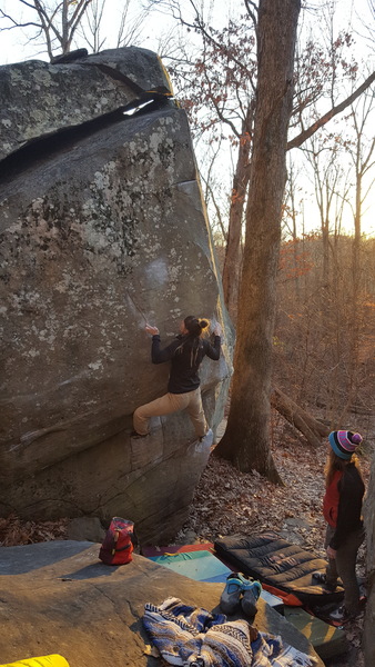 Jamie Strong working towards the crimp on 'Shadow of a Man'.