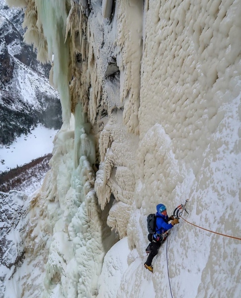 Anna Pfaff on the 1st ascent of Dreamline. Feb 2017