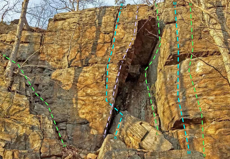 The Good Book - central chimney/cave:
<br>
H. Top-Bottom Access
<br>
K. Death of the Magician
<br>
L. Cam's Cool Chimney
<br>
M. Rachel
<br>
N. Rebecca