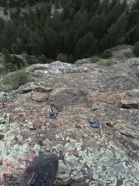 Looking down from the top anchors.