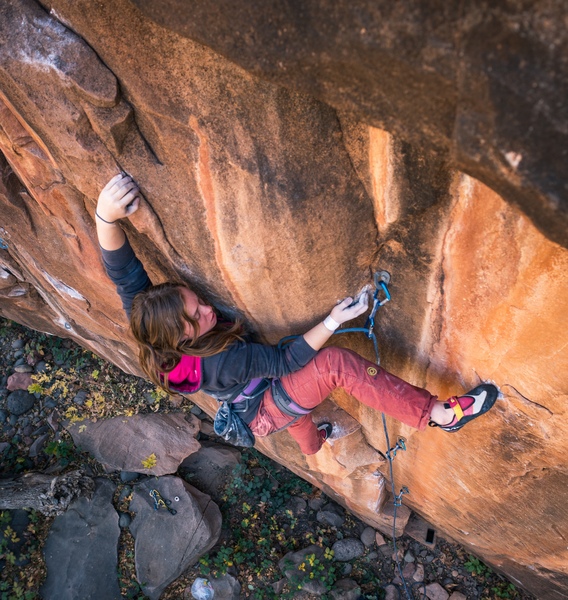Casey Langstroth demonstrates the shortie beta on Muscle Milk. Photo by Jack Lester.