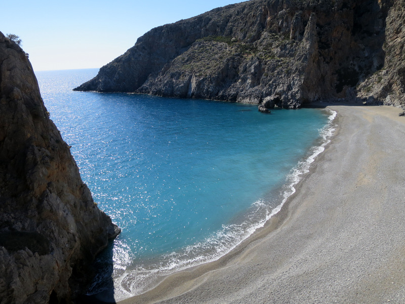 The beach at Agiofarango in Crete. This is a beautiful spot to climb.