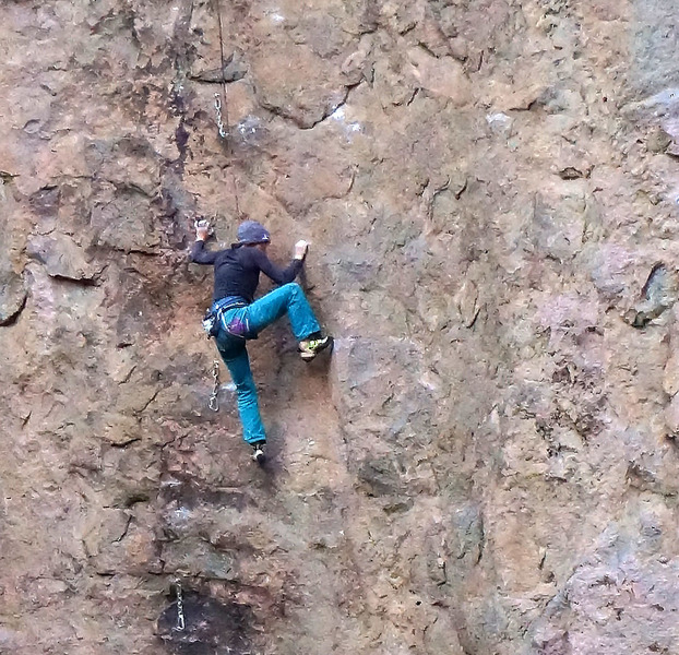 unknown climber working 'steel monkey'
