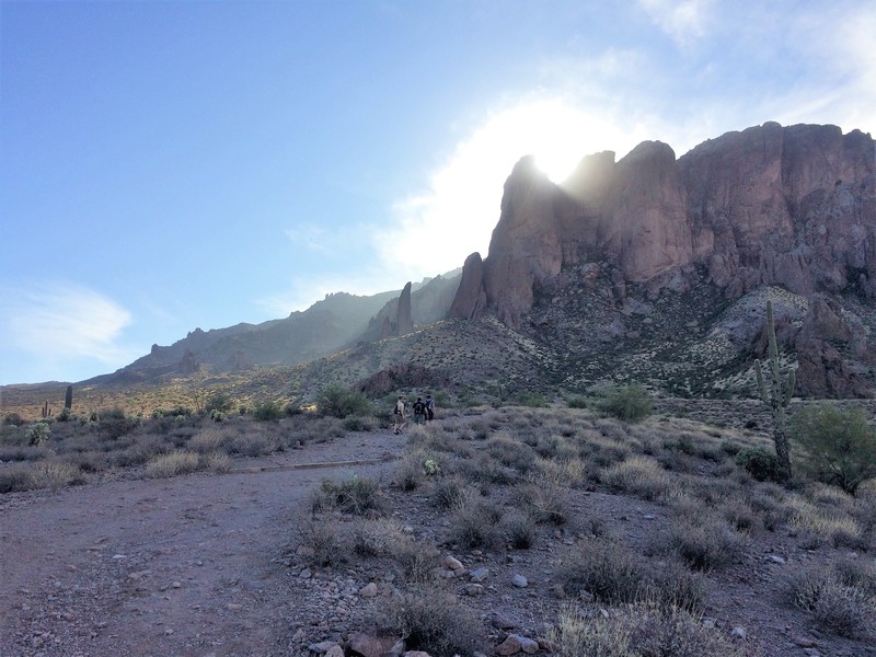 Treasure Loop Trail. The Hand is the narrow fin above the hikers.