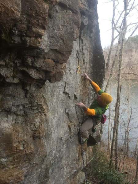 Clipping!
<br>
<br>
Ka-Dunk-A-Dunk (5.10) S
<br>
Cherokee Bluffs, Alabama
<br>
<br>
Photo Credit: Nolan Fulton