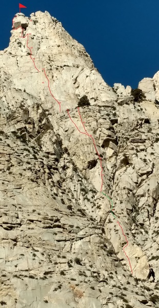 This is the Topo. The green line is a fixed line. All fixed anchors are marked. Use route description and pitch pictures to supplement