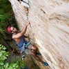 Adrian on some 5.10 at the New Wall (aka Kurt Russell Block)