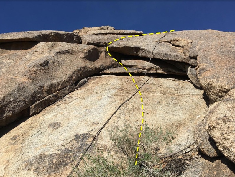 Route heads up the center of the bowl and hooks right over the roof to the 2 bolt anchors.