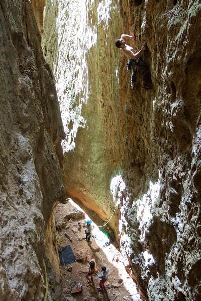 Jean-Philippe Baril Guérard working the route!
<br>
<br>
Photo: Jerome St-Michel