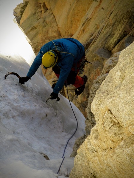 Myles Moser on one of the mid-route ice pitches