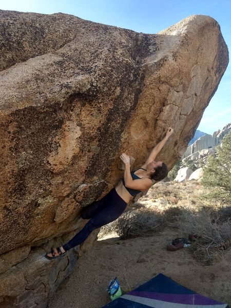 Lauren climbing at the walkabout boulders