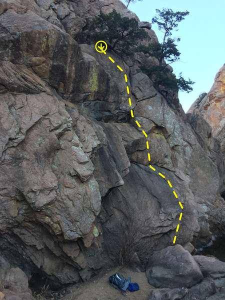 Pitch one 5.8+. Belay at tree.
