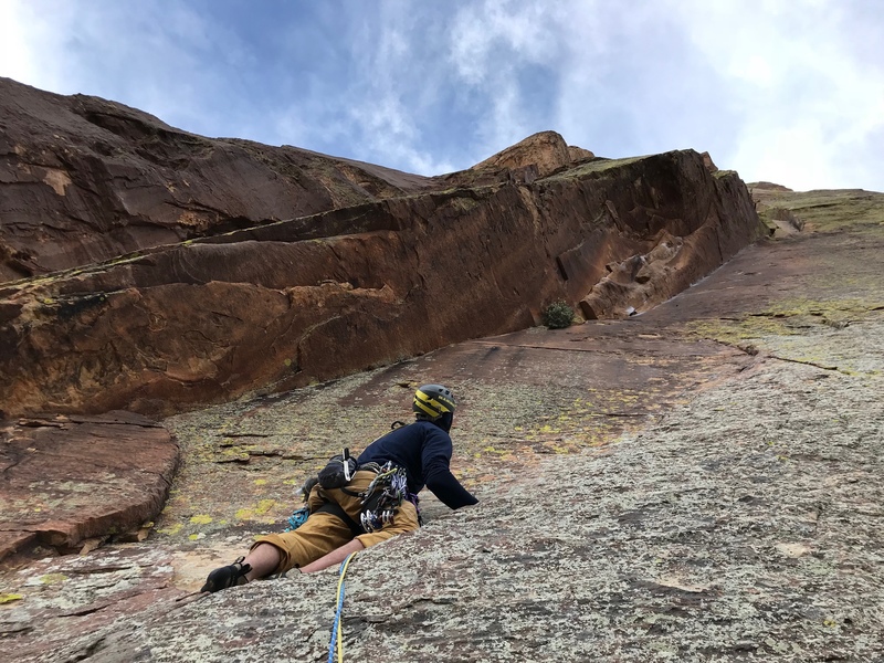 Beginning the crux pitch!!