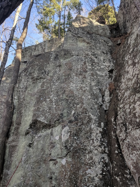 Climb the face, trending right as you ascend