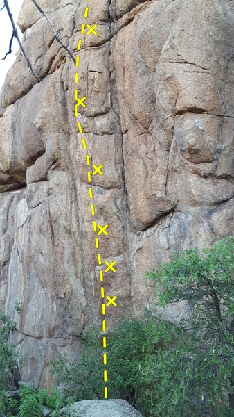 Shows the main section of the route, standing right of it about 8 feet.