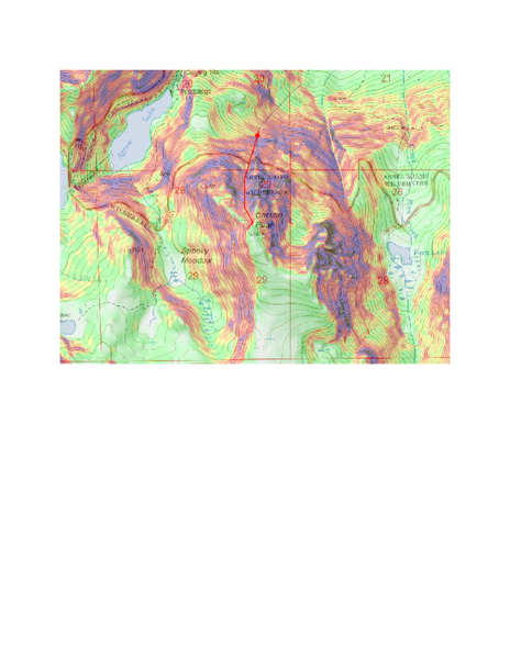 Relief shaded topo map of Carson Peak, showing Pete's Dream