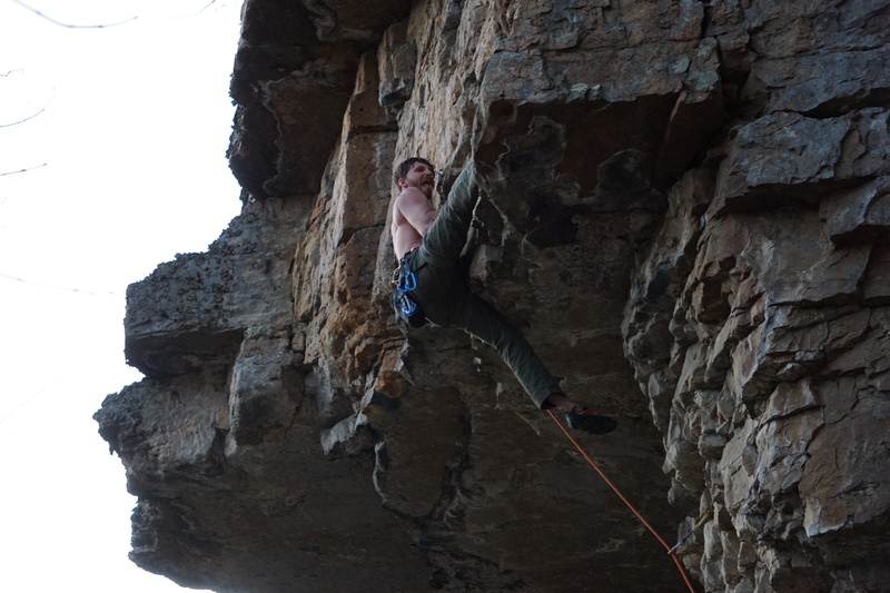 v2-3 boulder problem pulling the roof heel hook and move your foot flat.