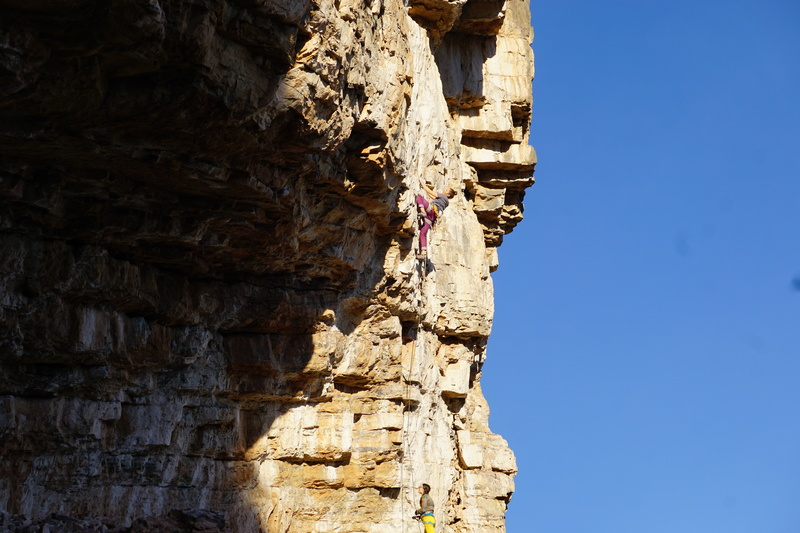 Jilian belayed by Tiffany.