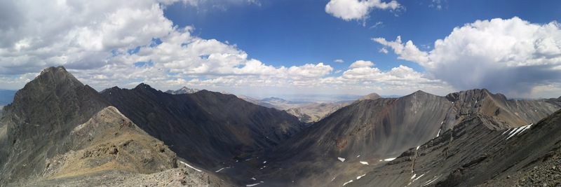 Looking east to the Pahsimeroi Valley from the ridge between Church and Donaldson; Mt Church is the peak on the far left. - July 2016