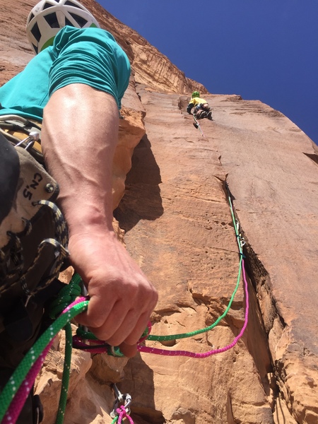 Mark leading the nice crack pitch.