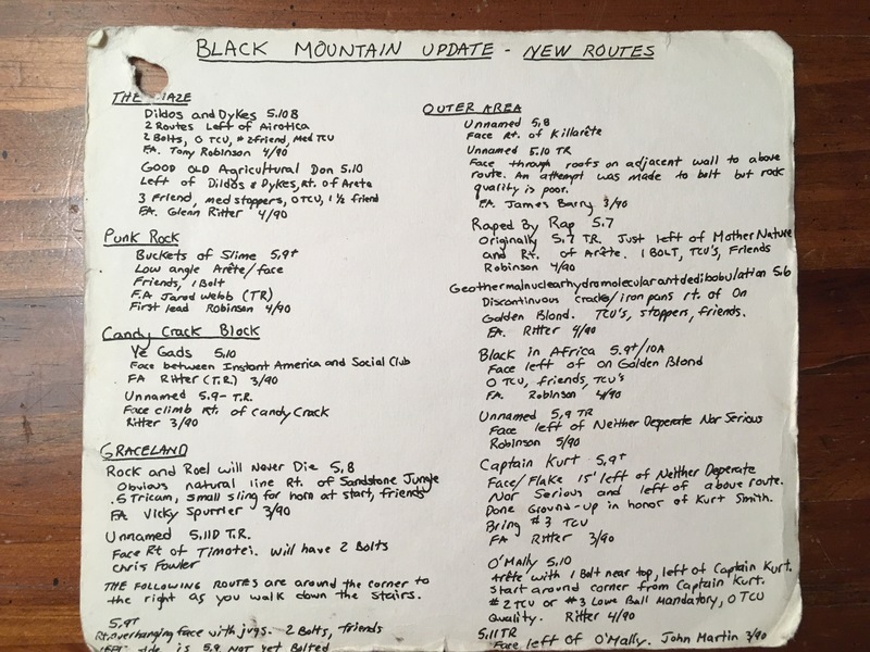 Frank Harvey's copy of "The Climber's Guide to Black Mountain by Glenn Ritter. (7)