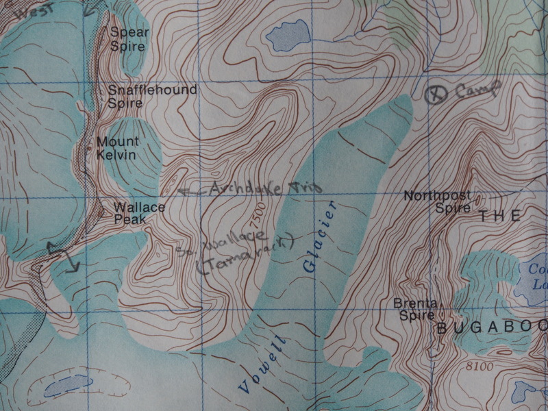 Archduke Trio map (1km/grid square; declination 21deg East of Grid north)