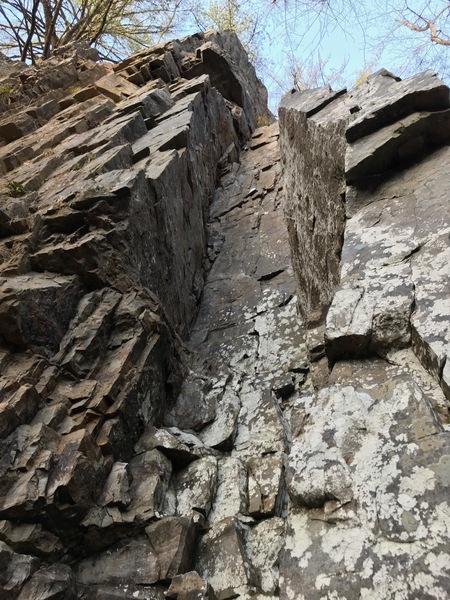 Taken between fallen boulder and cliff