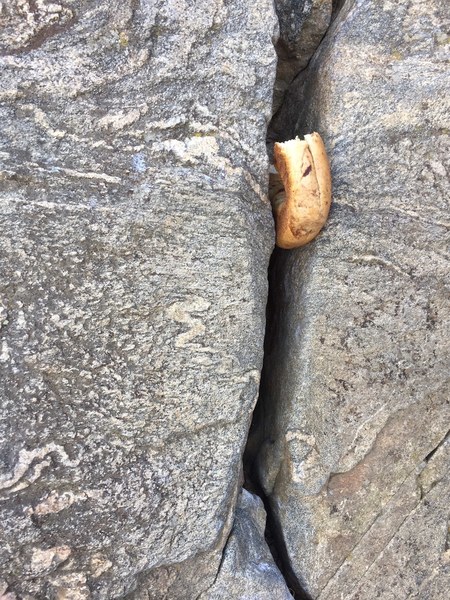 Start the climb all the way to the right at this bagel-sized crack.