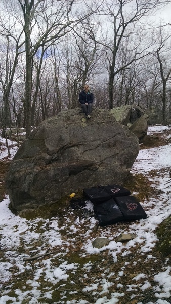KLS sitting on top of the easy boulder