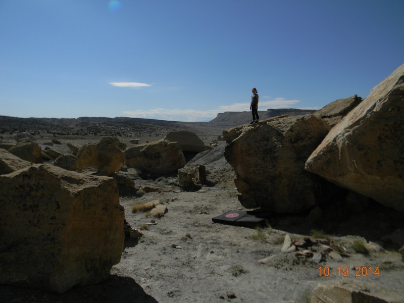 Shyanne Williams on top of Division D boulder