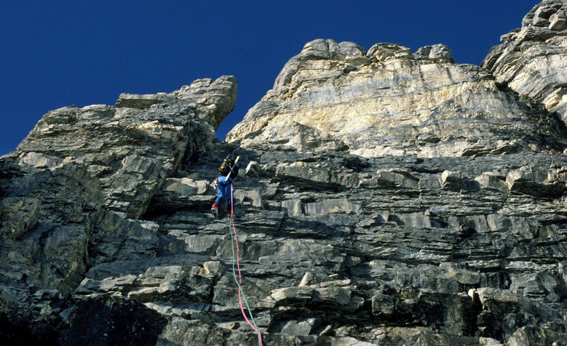 Dale rapping thru the rock band right of the Roof Glacier