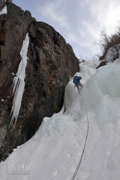 Loren Swears rapping down the route on approach to a nearby route. We climbed this as our exit.