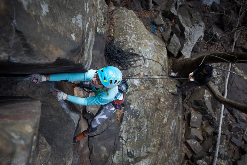 Climber Kristina Suorsa<br>
Photo by Anthony Johnson