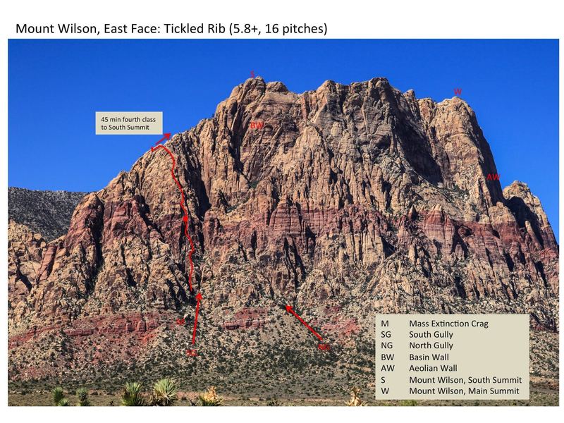 This photo shows the line of Tickled Rib and the general approach. It's taken from the road.