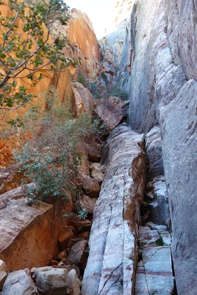 Approach: Narrow gully at base of Aeolian Wall.