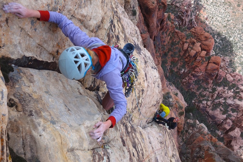 Climber leading Pitch 8.