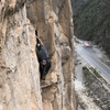 Luke Mehal of the climbingzine.com getting his limestone fist jams on. A Little Too Psyched 10d