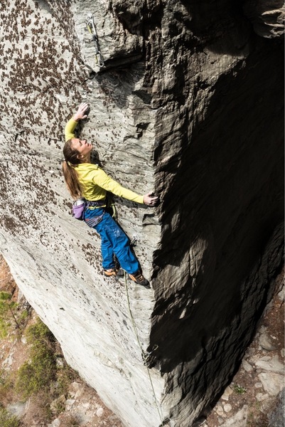 Katie Hughes resting up for the final push to the top.