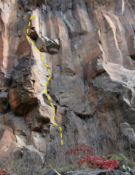 Awesome route. Photo edited and added Topo from Aquarius Rising page