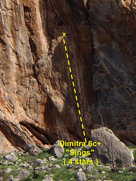 Roughly the route of Dimitra 6c+ 5.11b/c