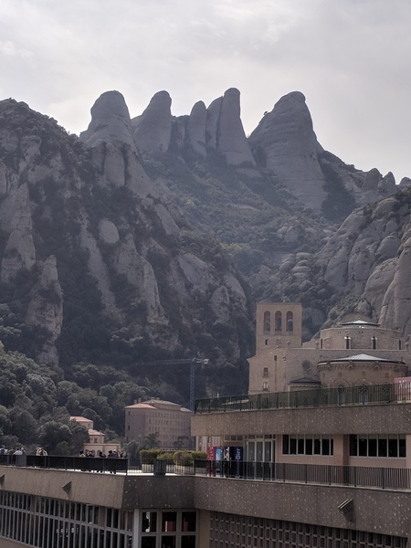 The view from the top of the Montserrat cable car. Rightmost pillar.
